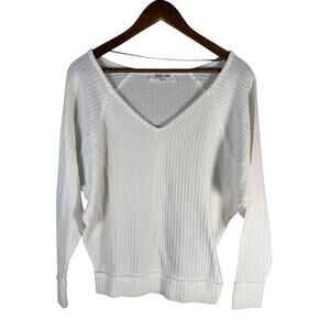 Double Zero Waffle Knit Long Sleeve Top White Women’s Size Spicy Small
